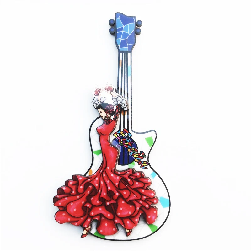 

Fridge magnet Barcelona guitar shaped decorations resin refrigerator stickers crafts travel souvenir message stickers
