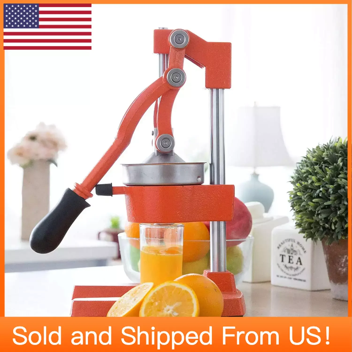 

Orange Manual Hand Press Juicer Machine Perfect for Orange, Pom, Lime, Lemon Juice. Commercial Lemon Squeezer and Orange Crusher