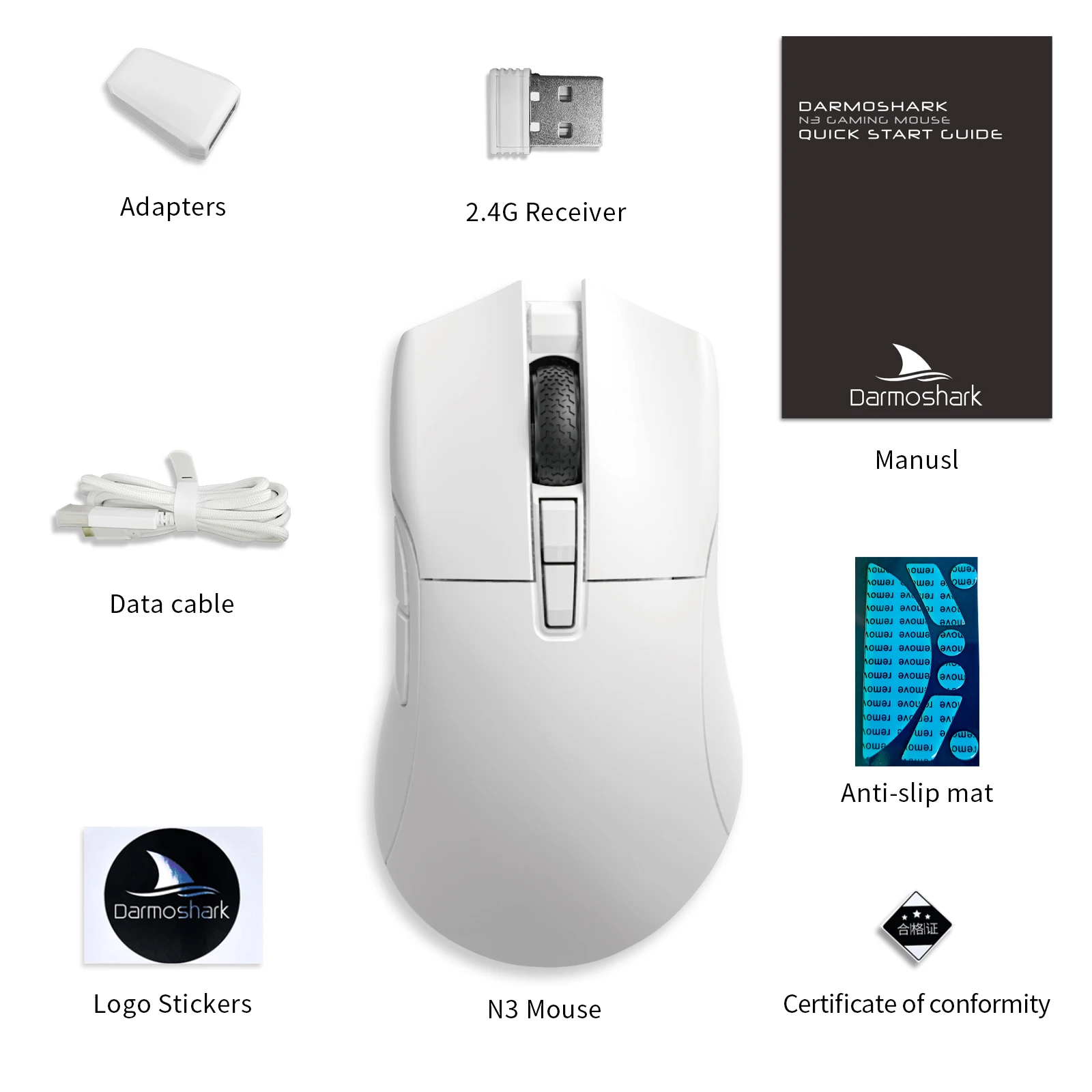 Motospeed Darmoshark N3 Gaming Mouse USB Bluetooth Wired 2.4GHz Wireless Mouse Optical Sensor PAW3395 26000DPI For Laptop Gamer