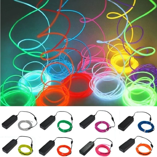 5m/10m Neon Light Dance Party Decor Light Neon Led Lamp Flexible El Wire  Rope Tube Waterproof Led Strip Battery Box Set