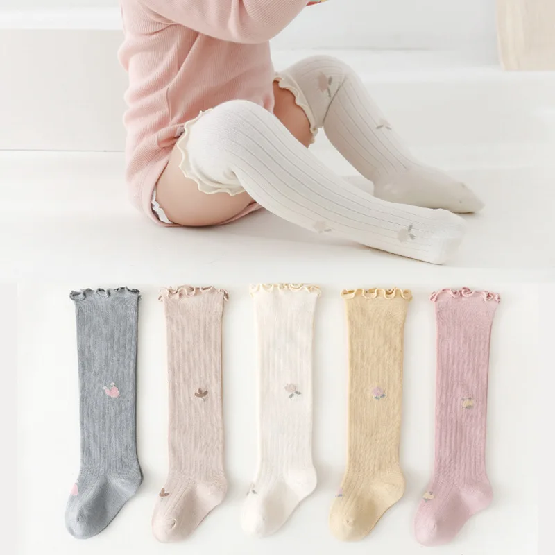 

Spring Baby Socks Women's Floral Loose Ear Side Long Socks Children's High Socks Newborn Little Girls' Socks
