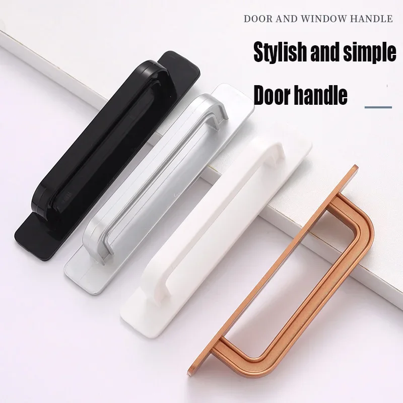 Furniture Handles Kitchen Door Handles Stick on Handle Perforation-free Wardrobe Door Drawer Glass Sliding Door Kitchen Cabinet Window Auxiliary Handle Minimal