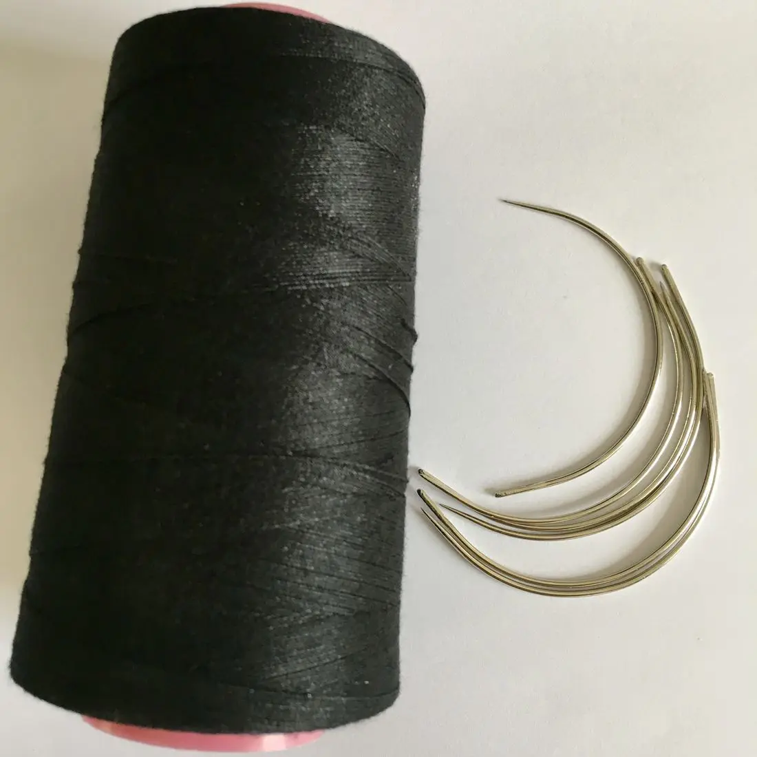 Black Cotton Thread 1 roll Hair Weave Thread With 1 pc 7.5cm C curved needle sewing thread