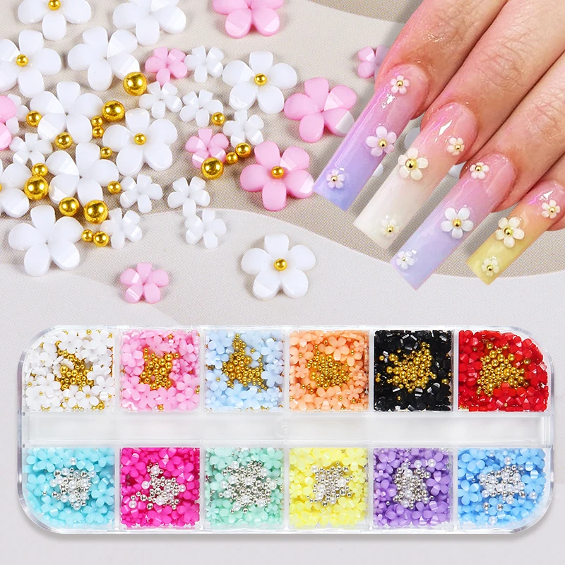 Mini Flower Nail Charms Nail Beads Nail Art For Acrylic Nails DIY