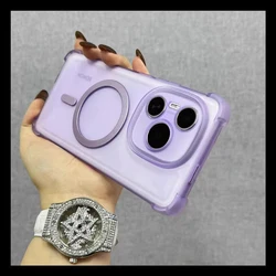 Airbag Shockproof Magnetic Wireless Charging Magsafe Clear Case for OPPO Reno12 (Purple)