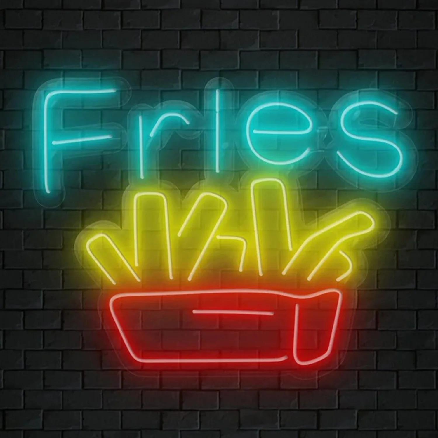 Fried French Fries Neon Signs Led Neon Sign Acrylic Light for Business Wall Art for Bedrooms Kitchen Dining Car Restaurant Party