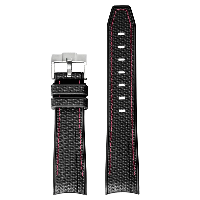 Premium 20mm Rubber Silicone Watch Band with Curved End Design