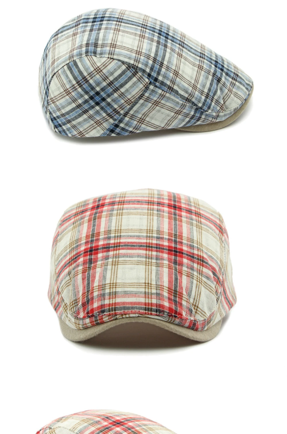 HT4696 Baskenmütze für Männer Frauen Frühling Sommer Sonnenhut Baskenmütze Kappe Vintage Plaid Künstler Maler Baskenmütze Hut Männlich Weiblich Retro Ivy Flache Kappe – Detail 9