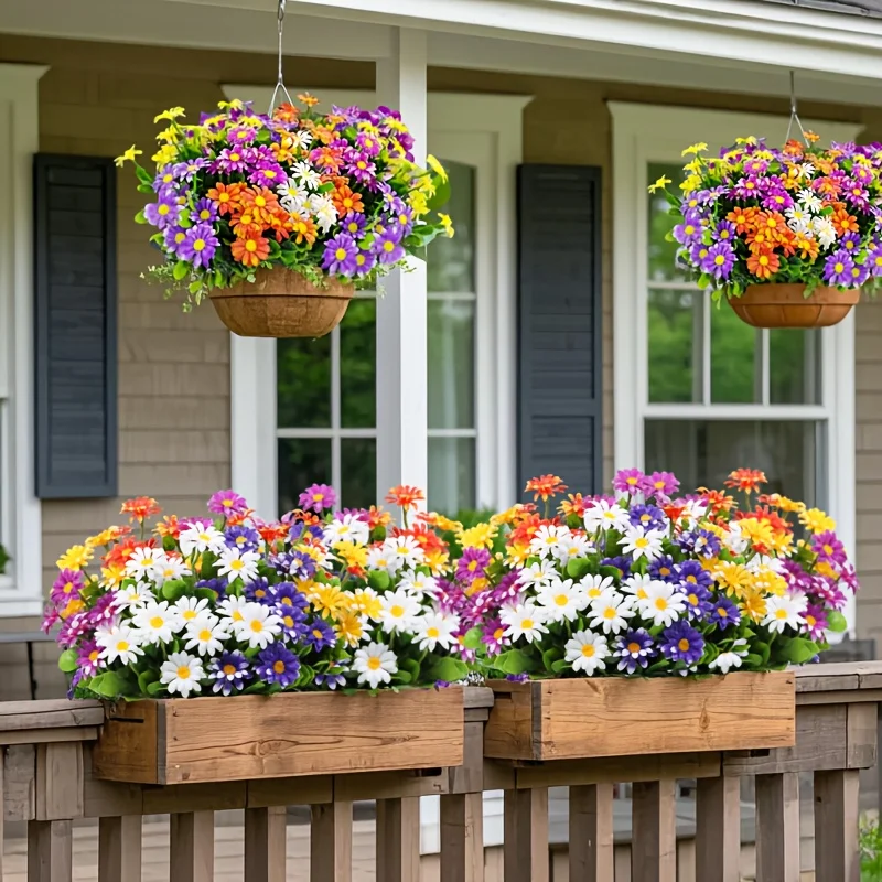 Vibrant Outdoor UV-Resistant Artificial Daisy Flowers for Home and Garden Decor