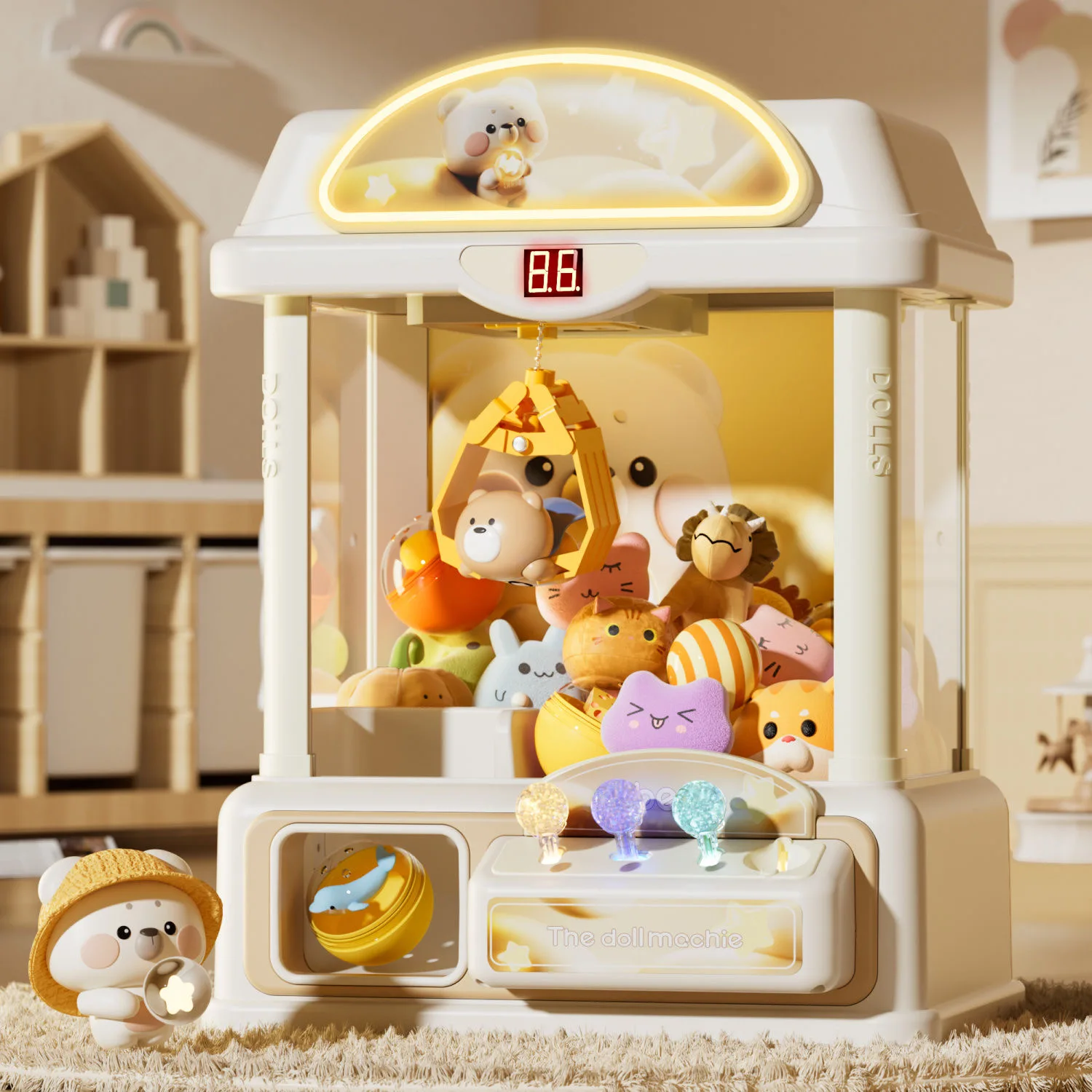 Mini Claw Arcade Machine Toys for Girls Coin Operated Play Game DIY Prizes Gashapon Candy Vending Crane Doll Machines Kids Gifts