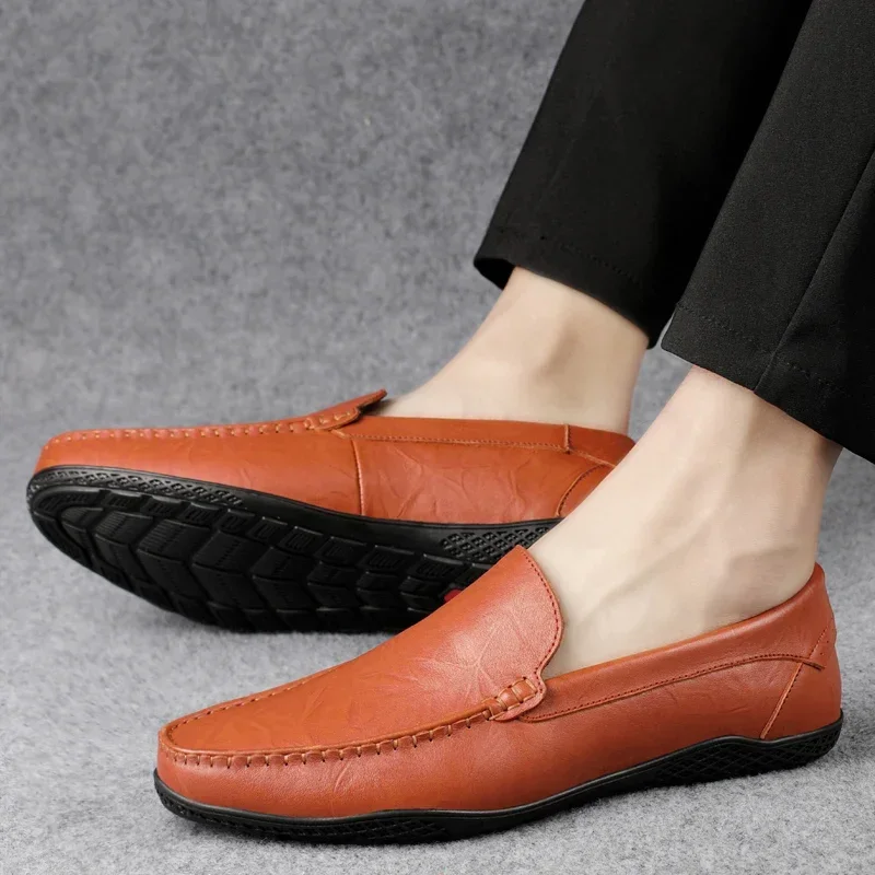 

Men Loafers 2023 New High Quality Men's Casual Leather Shoes Soft and Comfortable Flat Shoes Autumn Low Top Men Single Shoes