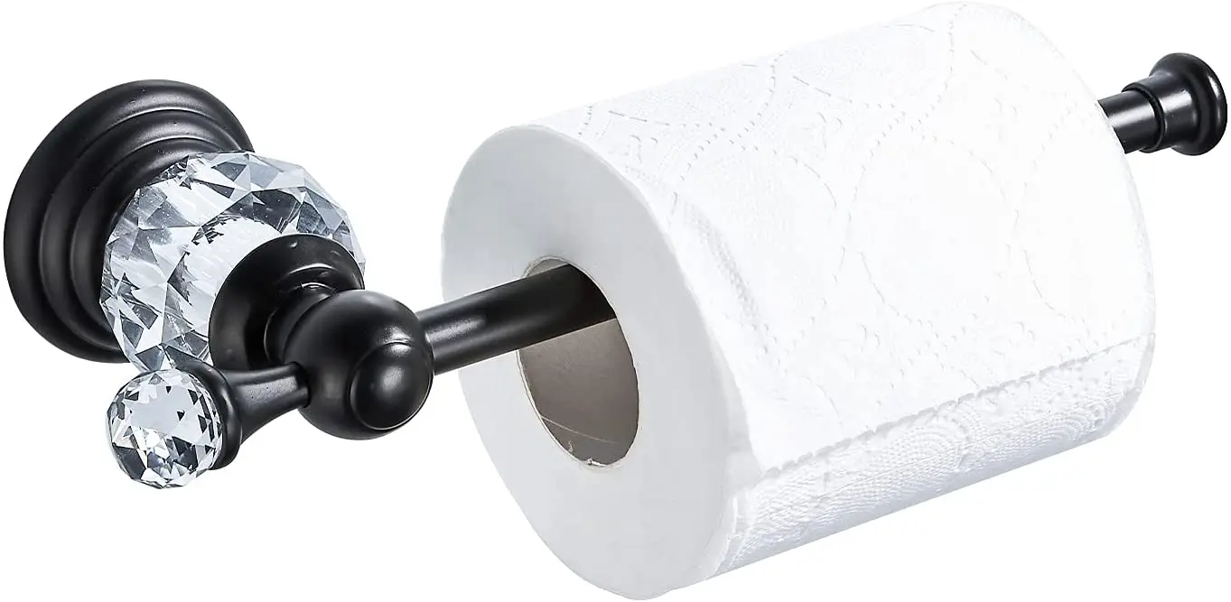 Portarotolo Carta Igienica In Cristallo Dorato Con Rotazione 120° - Accessorio Bagno Moderno