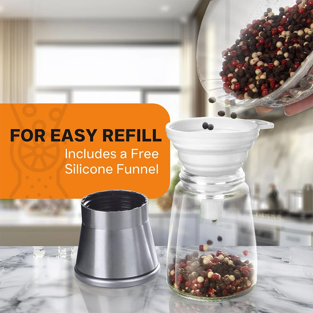Salt and Pepper Grinder Set Adjustable Coarseness Refillable Stainless Steel Pepper Mill Grinders Kitchen Spice Grinder salt and pepper grinder pepper grinder