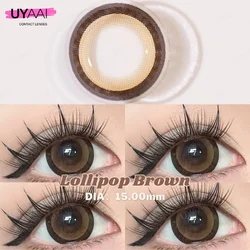 Luxurious 15.0MM Brown Colored Contacts with Free Lens Case - Enhance Your Look with Korean Fashion Big Eye Effect (Lollipop Brown15.0)