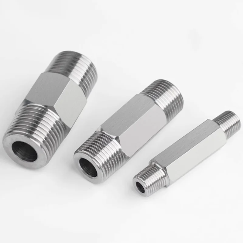 1/8" 1/4" 3/8" 1/2" BSP NPT Male Thread High Pressure Hex Long Nipple 304 Stainless Steel Pipe Fitting 40mm 50mm 60mm 80mm 100mm
