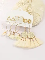 White Tassel Shell Earrings set