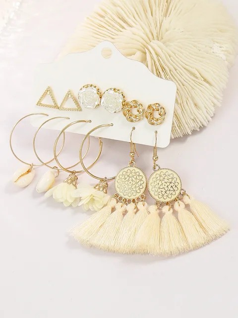 White Tassel Shell Earrings set