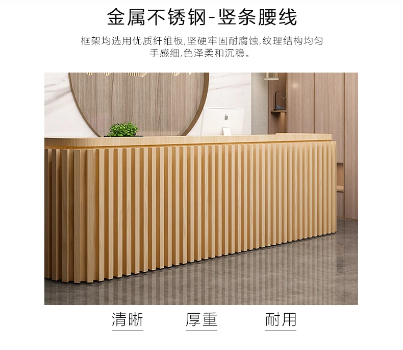 Description Picture 4 of itemStorefront Desk Reception Offices Wooden Pulpit Podium Standing Reception Counter Stainless Ufficio Tavolo Lusso Salon Furniture