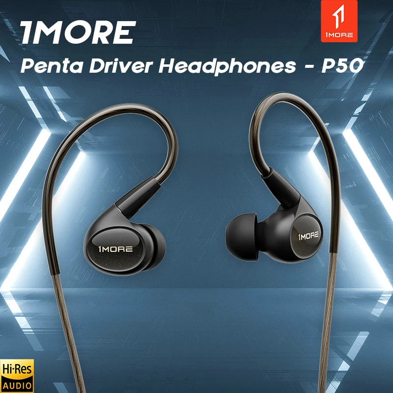 1More Penta Driver Hi-Res Auricolari Audio Hybrid 5-Driver 40Khz Sound Connettore Mmcx Silver Ofc Wire Per Lossless Artist Tuning