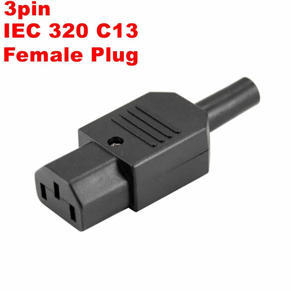 1pcsIEC320C13FemalePlugAdapter3pinSocketPowerCordRewirable