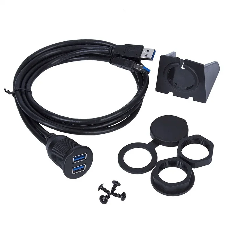 Dual Usb 3.0 Macho para Fêmea Cabo de Extensão Flush Mount Panel para Carro Caminhão Barco Motocicleta - Imagem 4