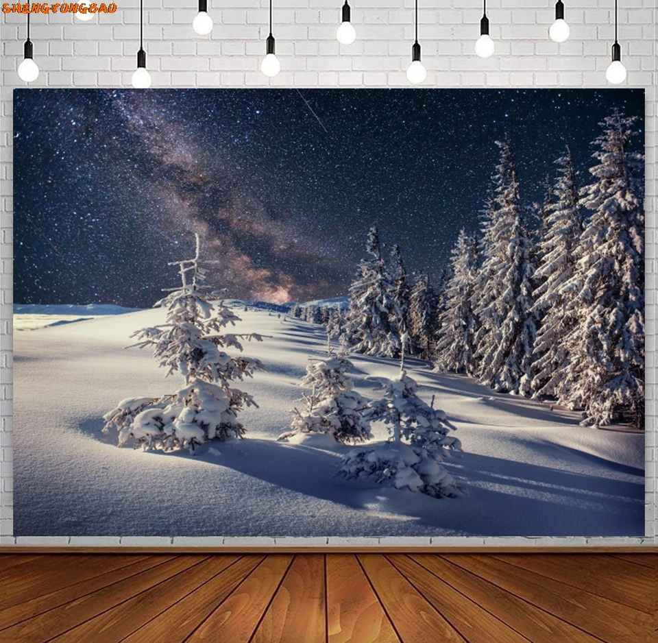 Toile de fond de photographie de forêt d'hiver, fond de paysage de paysage,  flocon de neige, arbre de montagne, pays des merveilles, arrière-plan de  portrait d'enfants, accessoires de studio photo - AliExpress, image size:960x938