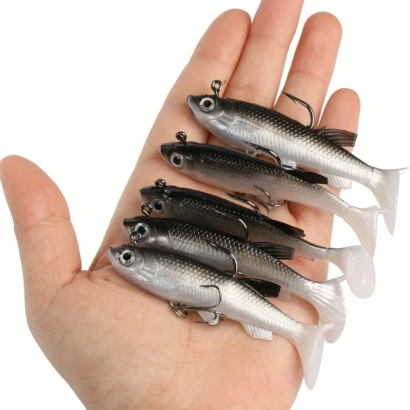 Fishing Lure 5pcs/Lot Bass Killer Lure Jig Hook Silicone Soft Bait Swimbait Fishing Wobblers Artificial Rubber Baits Pike Carp Trout Tackle
