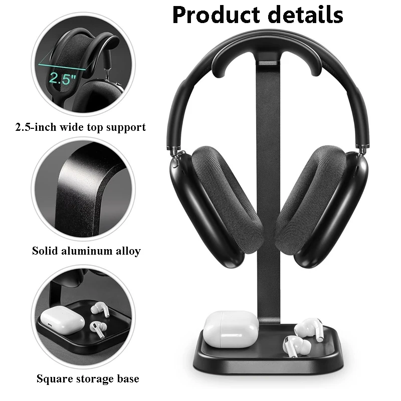 Black White Earphone Holder Detachable Computer Esports Game Headset Desktop Storage Universal Display Rack for All Headsets