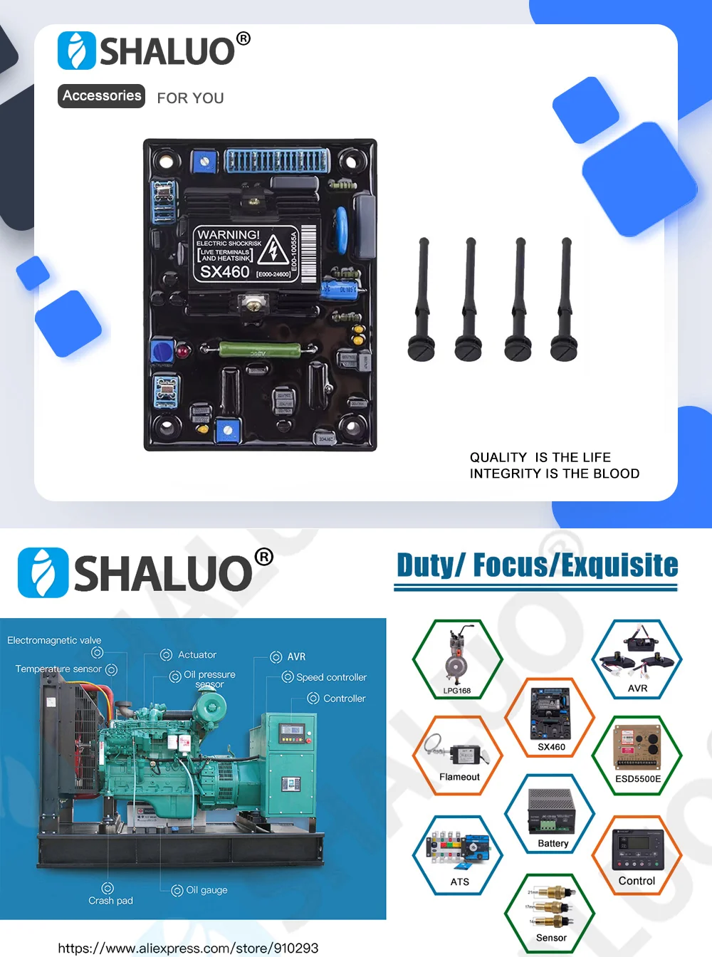 Regolatore Di Tensione SX460 AVR Per Generatore - Monofase, 95-132V/190-264VAC, Senza Spazzole