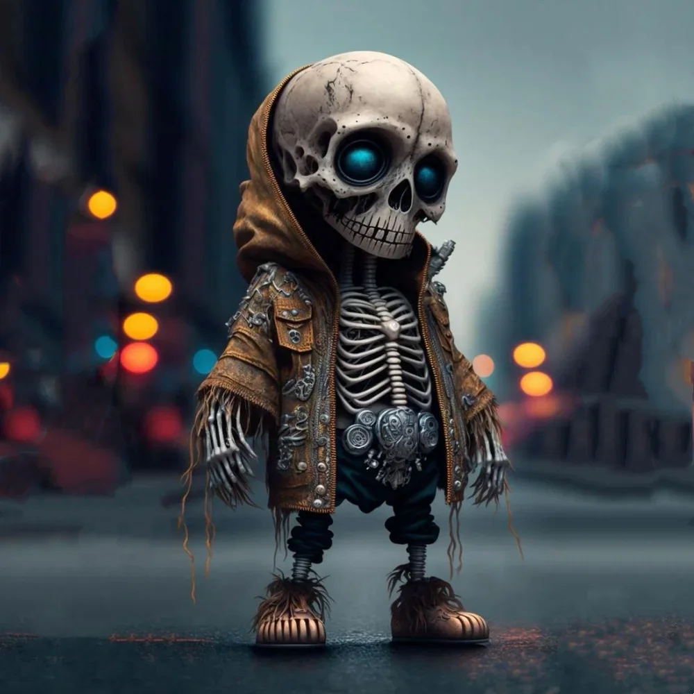 New Cool Skeleton Figurines Halloween Black Skull Statue Doll Resin Decoration Car Pendant,Best Present for Friends