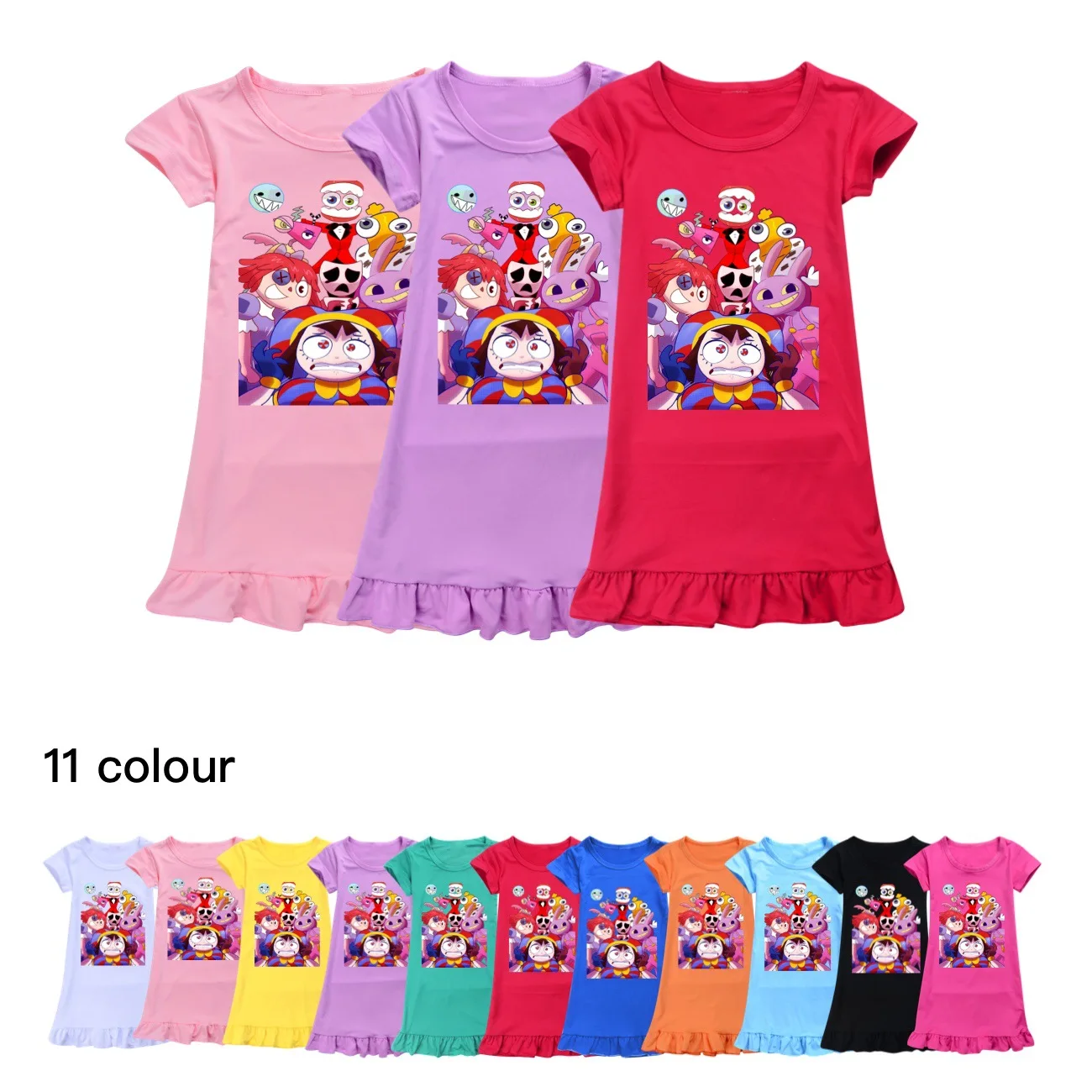 

New Movie The Amazing Digital Circus Merch Dress Kids Short Sleeve Casual Dresses Baby Girls Summer Sleepwear Children's Pajamas
