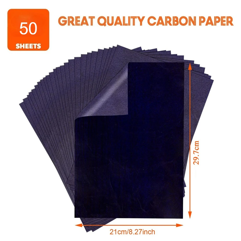50pcs A4 Graphite Transfer Paper Tracing Painting Sheets Copy Graphite Paper for Drawing Patterns Sketch Canvas Fabric - 2
