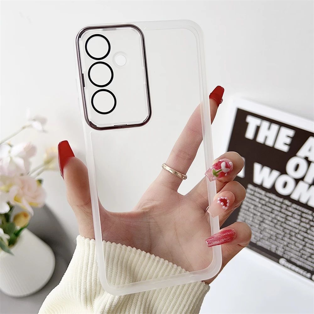 Transparent Shockproof Camera Lens Protection Phone Case - Clear & Colorful Cover