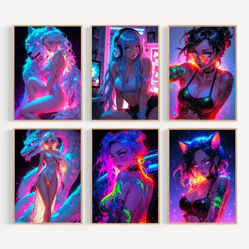 Pittura su tela per ragazze anime, stampe su tela per poster hot girl, decorazioni per la camera coquette, arte da parete per ragazze per la decorazione domestica senza cornice
