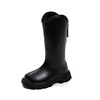 2024 Children High Boots for Girls Autumn Winter New Fashion Korean Style Anti-slippery Keep Warm Versatile Chic Leather Shoes 6