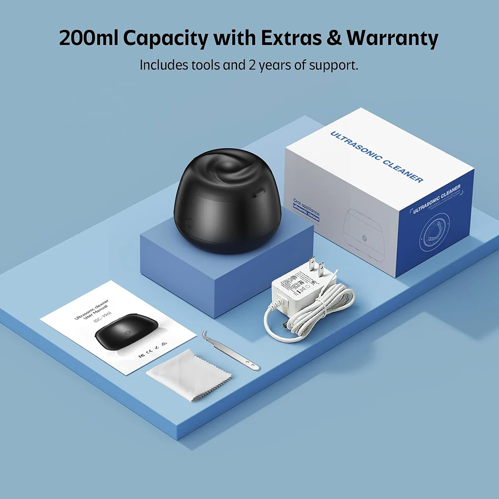KUNPHY Ultrasonic Retainer Cleaner Machine UV Dental Pod 200ML 48kHz Deep Cleaning For Dentures Mouth Guards Jewelry_voghion.com