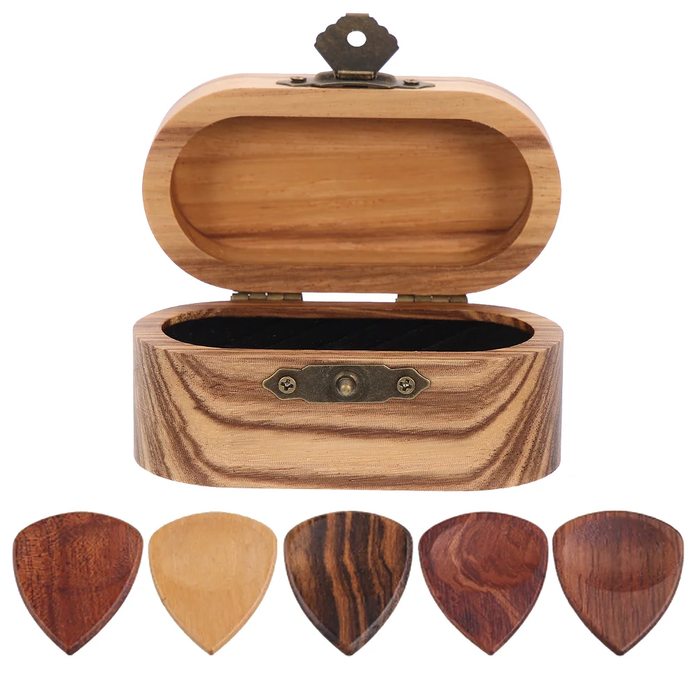 

Wooden Guitar Plectrum Storage Box Guitar Stringed Instrument Pick Container Guitar Supply