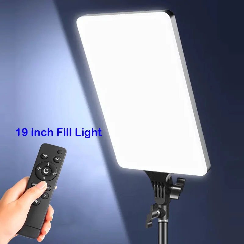 24'' 19'' Big LED Video Light 50W Photography Selfie Dimmable Panel Lighting Photo Studio Live Stream Fill LampTripod Stand 2