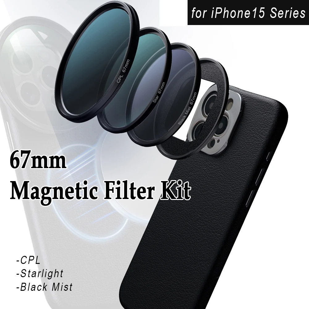 마그네틱 전화 케이스 iPhone 15 시리즈 67mm 마그네틱 필터 시스템 야외 ..