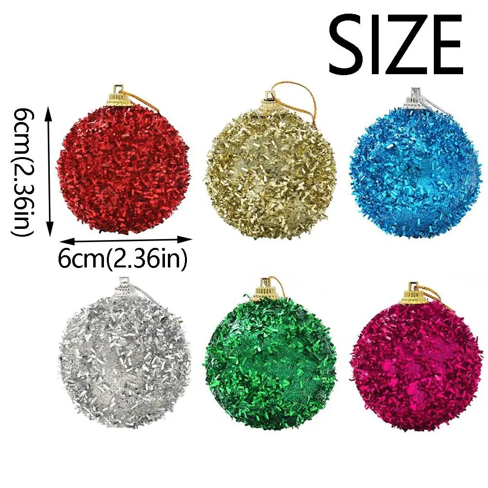 6Pcs/Set Creative Christmas Decoration Pendant Shiny Solid Color Christmas Tree Decoration 6cm Elegant Hanging Ball Ornament
