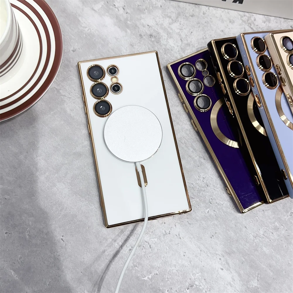Luxury Magnetic Silicone Case with 6D Plating and Wireless Charging Compatibility