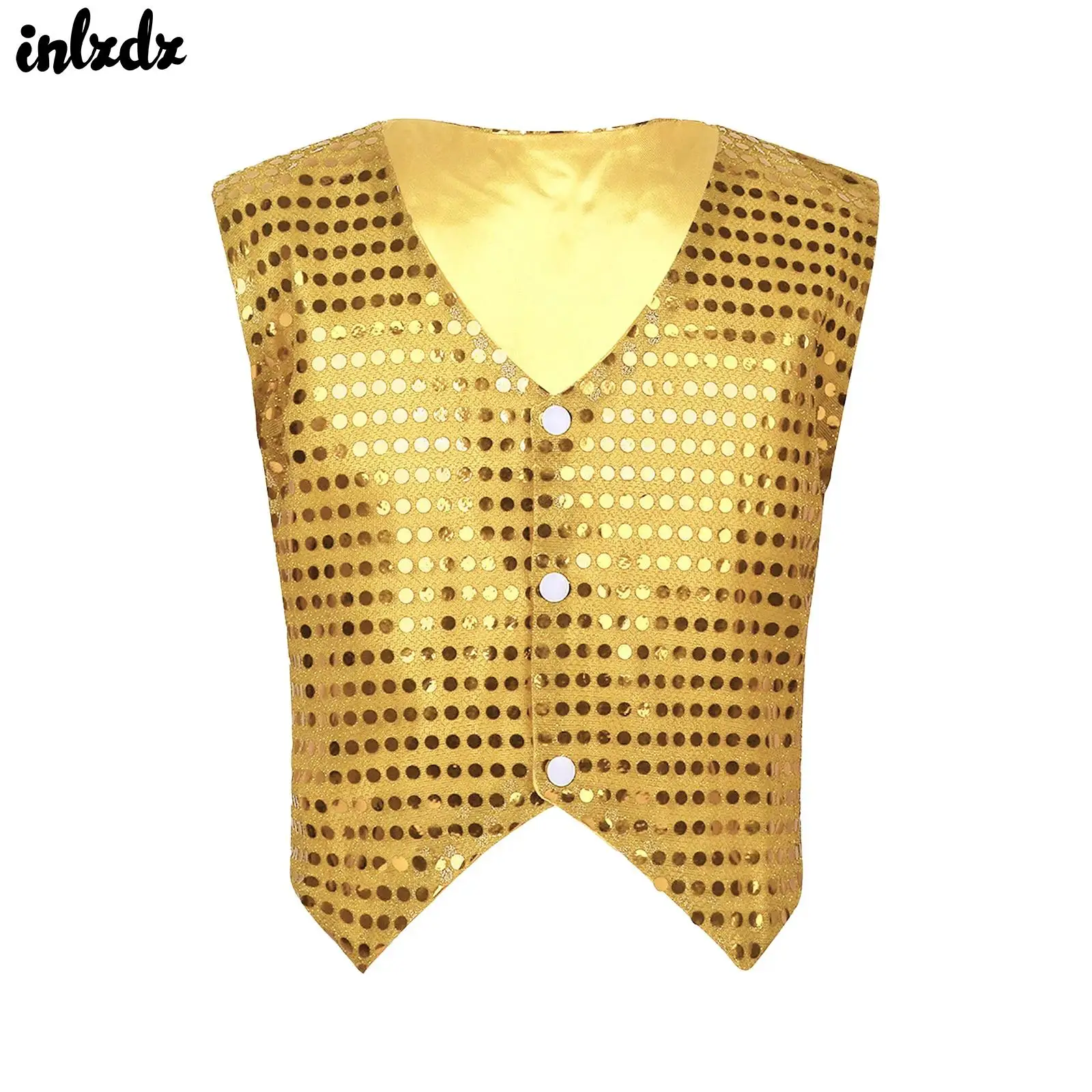 

Kids Boys Glittery Sequined Vest Waistcoat Jazz Dance Performance Costume Choir Jazz Latin Sleeveless Party Festival Tops