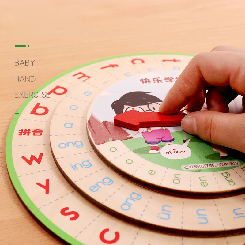 

Montessori Wooden Chinese Learning Phonetic Alphabet Spinner Teaching Aids Primary Learning Cognitive Early Education Toys