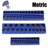 Blue Magnetic Sockets Storage Rack 1/4In 3/8In 1/2In Plastic Socket Display Holder Kit Professional Metric Tools Organizer 1