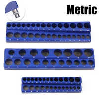 Blue Magnetic Sockets Storage Rack 1/4In 3/8In 1/2In Plastic Socket Display Holder Kit Professional Metric Tools Organizer 1