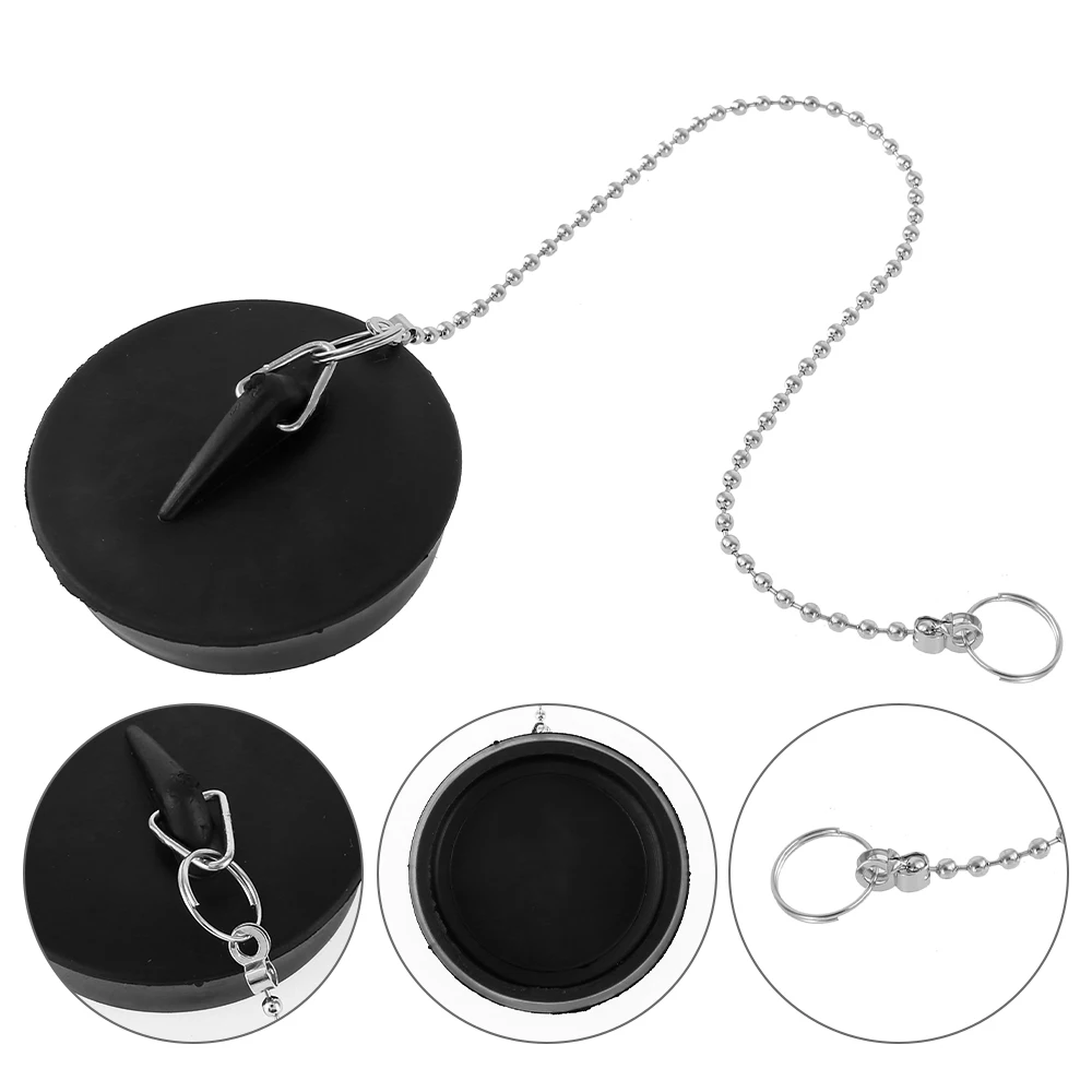 2/4/6pcs Rubber Choke Bathtub Drain Stopper With Chain Bath Plug Drain Tub Stopper for Home Hotel Bathtub Bathroom Kitchen Suupy