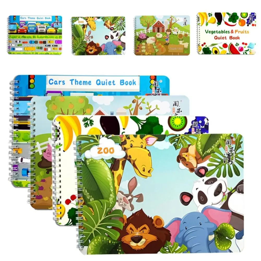

Zoo Quiet Busy Book Fruits Car DIY Animal Sticker Book Safety Paper Children