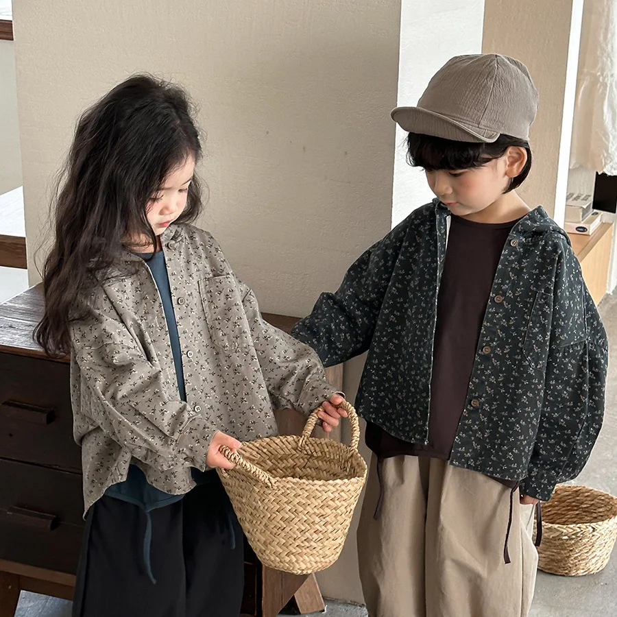 아동복 키즈 캐주얼 자켓 2026 봄 신상 플로럴 후드 자켓 남아 여아 레트로 키즈 긴팔 가디건 자켓