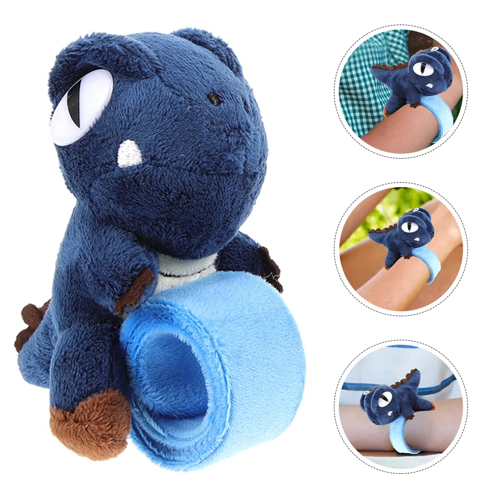 

2 Pcs Dinosaur Circle Slap Bracelet Bangle Wristband Party Favors Plush Animal Bracelets Stuffed Child Wristlet Strap