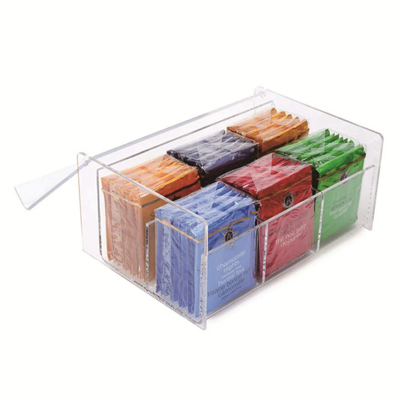 Tea Bag Caddy Box Storage Container Tea Bag Holder Clear Top Lid Kitchen  Pantry Cabinets Countertop Acrylic Tea Organizer Holder - AliExpress